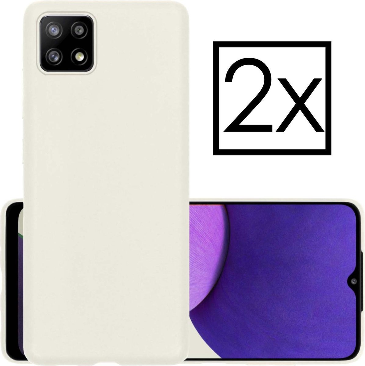 NoXx Hoes Geschikt voor Samsung A22 5G Hoesje Cover Siliconen Back Case Hoes - Wit - 2x