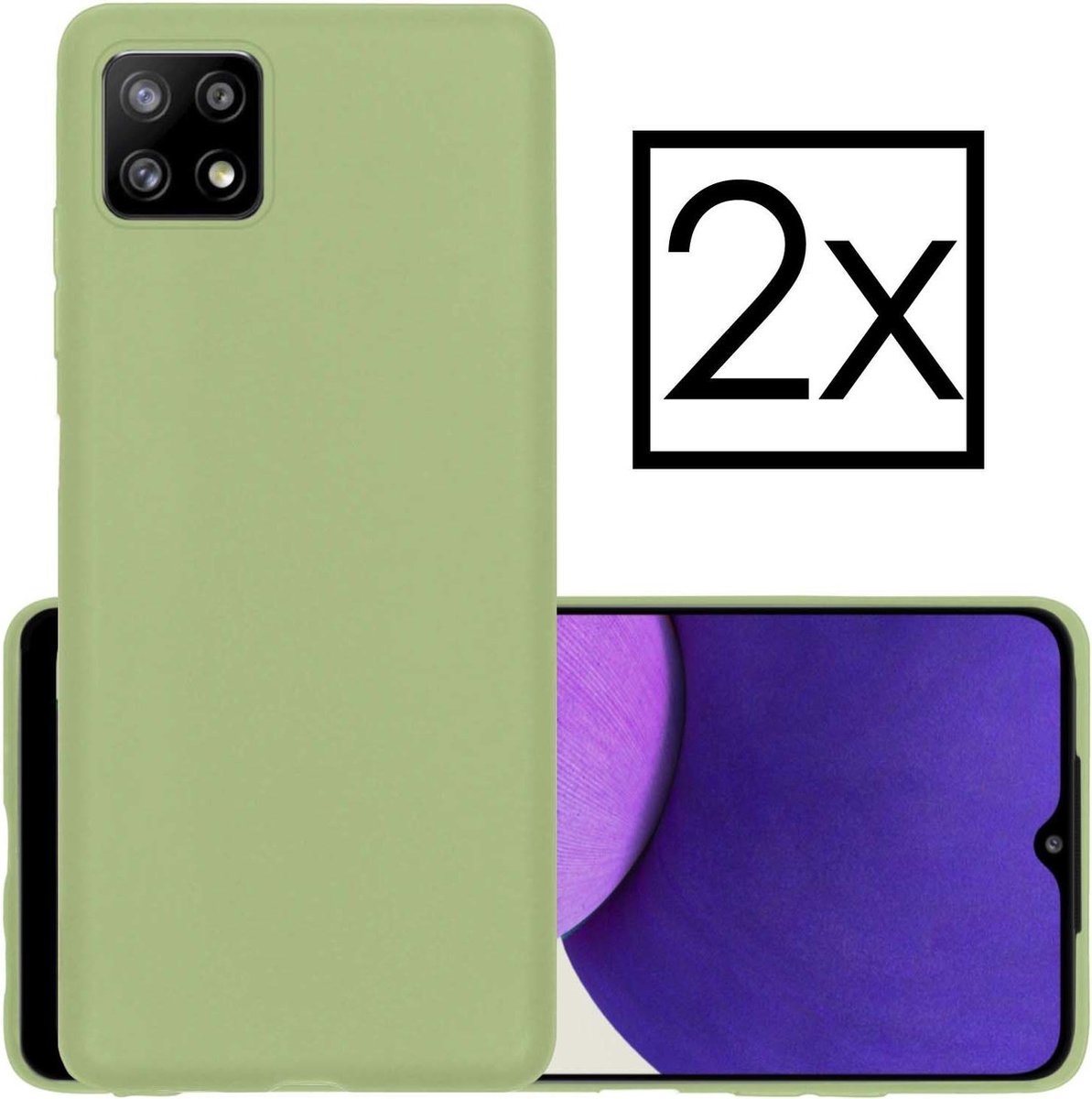 NoXx Hoes Geschikt voor Samsung A22 5G Hoesje Cover Siliconen Back Case Hoes - Groen - 2x