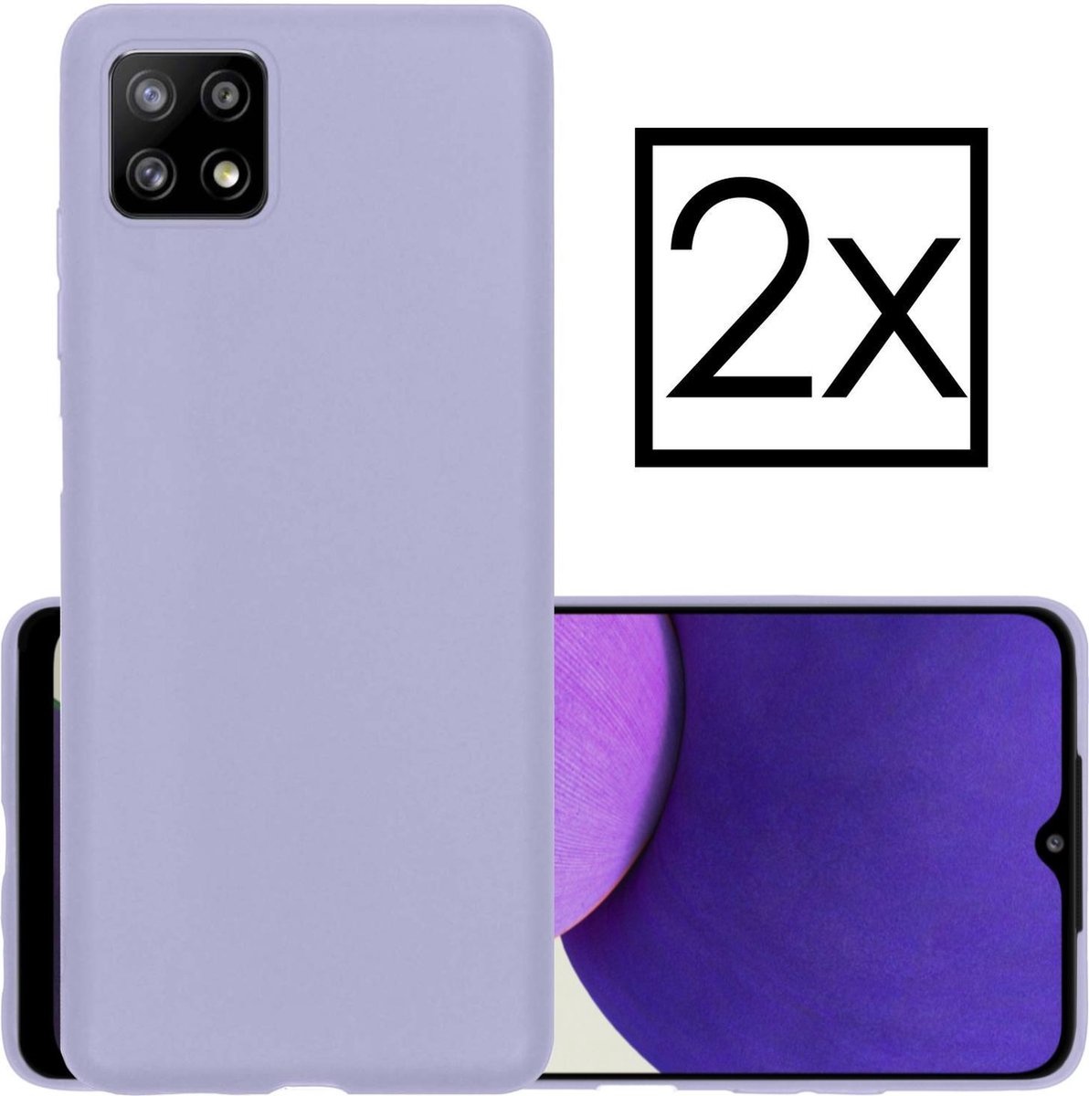 NoXx Hoes Geschikt voor Samsung A22 5G Hoesje Cover Siliconen Back Case Hoes - Lila - 2x
