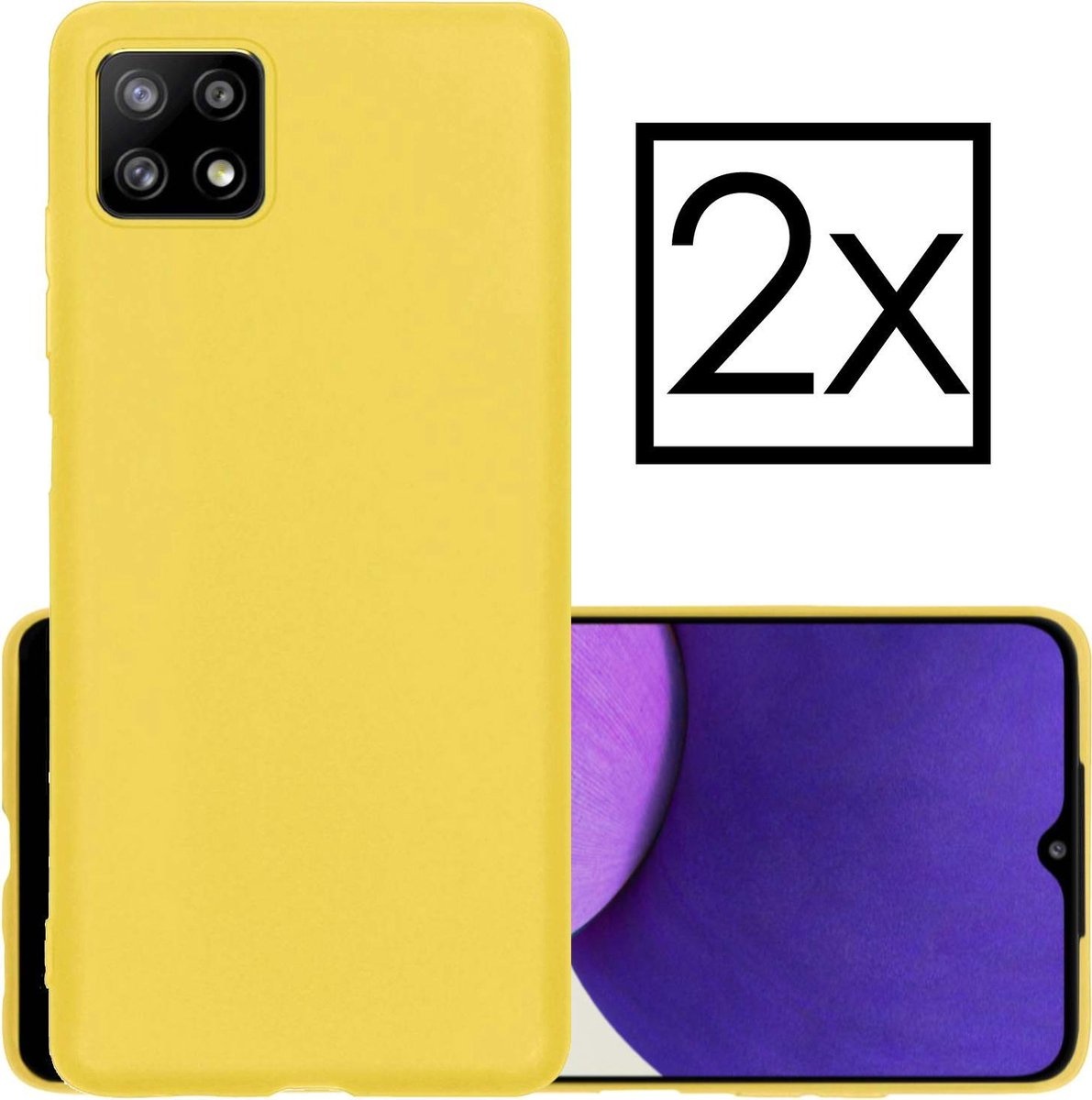NoXx Hoes Geschikt voor Samsung A22 5G Hoesje Cover Siliconen Back Case Hoes - Geel - 2x