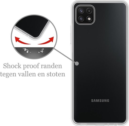 Nomfy Hoesje Geschikt voor Samsung A22 5G Hoesje Siliconen Cover Case - Hoes Geschikt voor Samsung Galaxy A22 5G Hoes Back Case - 2-PACK - Transparant