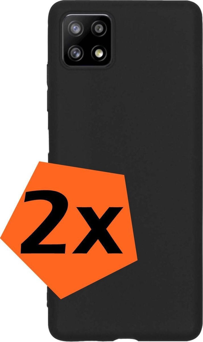 Nomfy Hoesje Geschikt voor Samsung A22 5G Hoesje Siliconen Cover Case - Hoes Geschikt voor Samsung Galaxy A22 5G Hoes Back Case - 2-PACK - Zwart