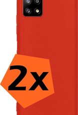Nomfy Hoesje Geschikt voor Samsung A22 5G Hoesje Siliconen Cover Case - Hoes Geschikt voor Samsung Galaxy A22 5G Hoes Back Case - 2-PACK - Rood