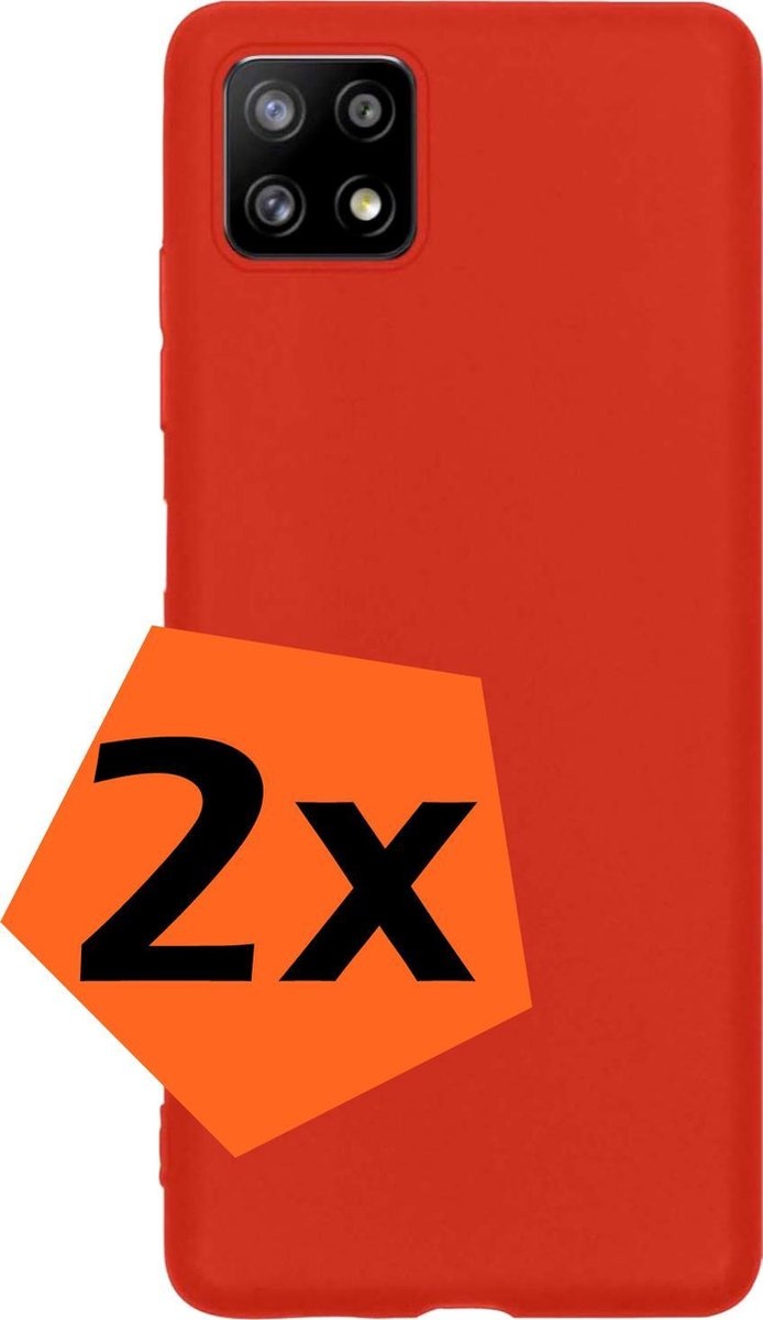 Nomfy Hoesje Geschikt voor Samsung A22 5G Hoesje Siliconen Cover Case - Hoes Geschikt voor Samsung Galaxy A22 5G Hoes Back Case - 2-PACK - Rood