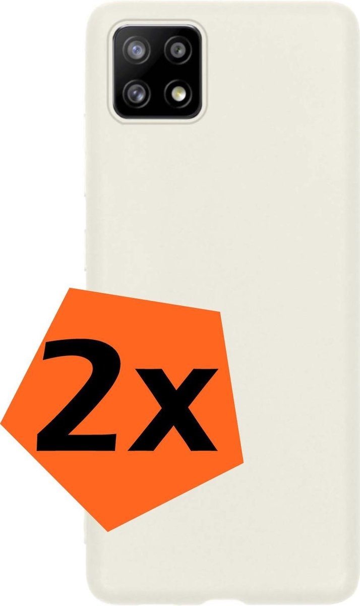 Nomfy Hoesje Geschikt voor Samsung A22 5G Hoesje Siliconen Cover Case - Hoes Geschikt voor Samsung Galaxy A22 5G Hoes Back Case - 2-PACK - Wit