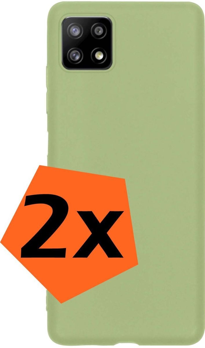 Nomfy Hoesje Geschikt voor Samsung A22 5G Hoesje Siliconen Cover Case - Hoes Geschikt voor Samsung Galaxy A22 5G Hoes Back Case - 2-PACK - Groen