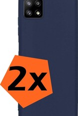 Nomfy Hoesje Geschikt voor Samsung A22 5G Hoesje Siliconen Cover Case - Hoes Geschikt voor Samsung Galaxy A22 5G Hoes Back Case - 2-PACK - Donkerblauw