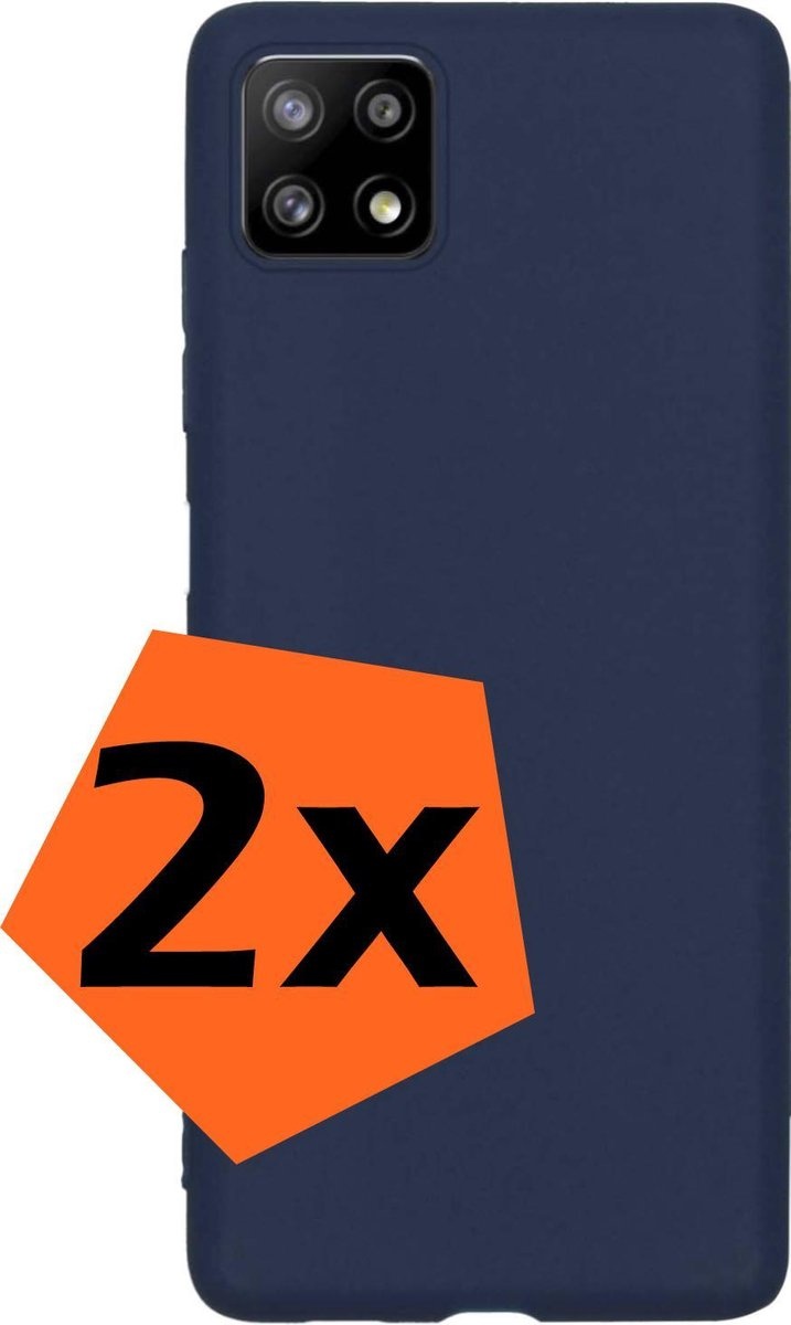 Nomfy Hoesje Geschikt voor Samsung A22 5G Hoesje Siliconen Cover Case - Hoes Geschikt voor Samsung Galaxy A22 5G Hoes Back Case - 2-PACK - Donkerblauw