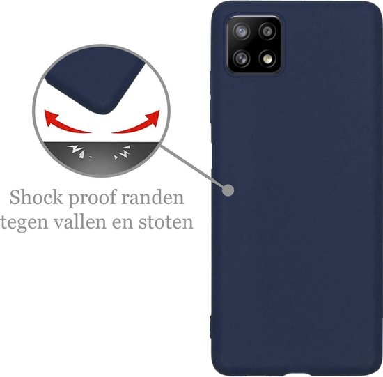 Nomfy Hoesje Geschikt voor Samsung A22 5G Hoesje Siliconen Cover Case - Hoes Geschikt voor Samsung Galaxy A22 5G Hoes Back Case - 2-PACK - Donkerblauw