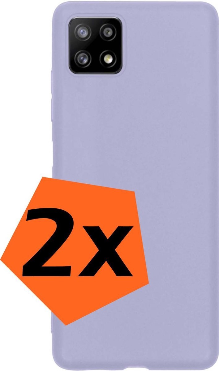 Nomfy Hoesje Geschikt voor Samsung A22 5G Hoesje Siliconen Cover Case - Hoes Geschikt voor Samsung Galaxy A22 5G Hoes Back Case - 2-PACK - Lila