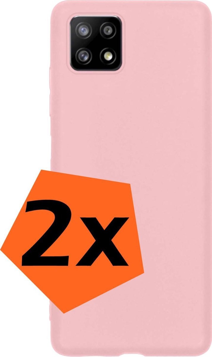 Nomfy Hoesje Geschikt voor Samsung A22 5G Hoesje Siliconen Cover Case - Hoes Geschikt voor Samsung Galaxy A22 5G Hoes Back Case - 2-PACK - Roze