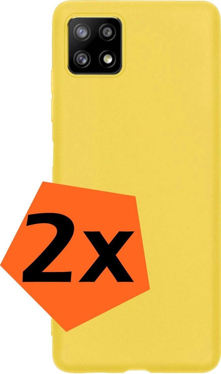 Nomfy Hoesje Geschikt voor Samsung A22 5G Hoesje Siliconen Cover Case - Hoes Geschikt voor Samsung Galaxy A22 5G Hoes Back Case - 2-PACK - Geel