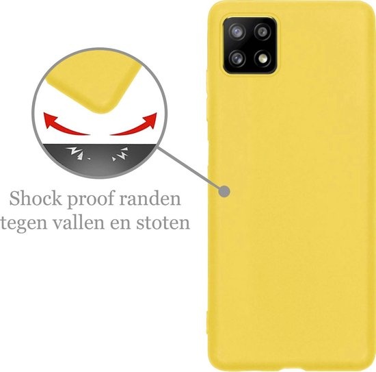 Nomfy Hoesje Geschikt voor Samsung A22 5G Hoesje Siliconen Cover Case - Hoes Geschikt voor Samsung Galaxy A22 5G Hoes Back Case - 2-PACK - Geel
