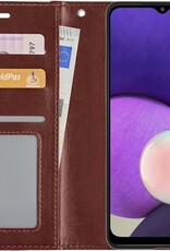 NoXx Hoes Geschikt voor Samsung A22 4G Hoesje Book Case Hoes Flip Cover Wallet Bookcase - Bruin