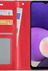 NoXx Hoes Geschikt voor Samsung A22 4G Hoesje Book Case Hoes Flip Cover Wallet Bookcase - Rood