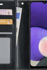 Nomfy Hoesje Geschikt voor Samsung A22 4G Hoes Bookcase Flipcase Book Cover - Hoes Geschikt voor Samsung Galaxy A22 4G Hoesje Book Case - Zwart