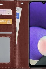 Nomfy Hoesje Geschikt voor Samsung A22 4G Hoes Bookcase Flipcase Book Cover - Hoes Geschikt voor Samsung Galaxy A22 4G Hoesje Book Case - Bruin