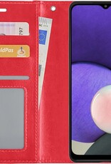 Nomfy Hoesje Geschikt voor Samsung A22 4G Hoes Bookcase Flipcase Book Cover - Hoes Geschikt voor Samsung Galaxy A22 4G Hoesje Book Case - Rood