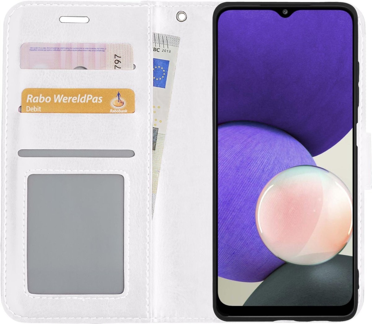 Nomfy Hoesje Geschikt voor Samsung A22 4G Hoes Bookcase Flipcase Book Cover - Hoes Geschikt voor Samsung Galaxy A22 4G Hoesje Book Case - Wit