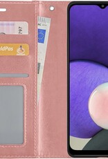 Nomfy Hoesje Geschikt voor Samsung A22 4G Hoes Bookcase Flipcase Book Cover - Hoes Geschikt voor Samsung Galaxy A22 4G Hoesje Book Case - Rosé goud