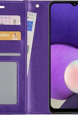 NoXx Hoes Geschikt voor Samsung A22 5G Hoesje Book Case Hoes Flip Cover Wallet Bookcase - Paars