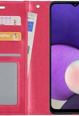 NoXx Hoes Geschikt voor Samsung A22 5G Hoesje Book Case Hoes Flip Cover Wallet Bookcase - Donkerroze