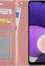 NoXx Hoes Geschikt voor Samsung A22 5G Hoesje Book Case Hoes Flip Cover Wallet Bookcase - Rosé goud