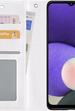 Nomfy Hoesje Geschikt voor Samsung A22 5G Hoes Bookcase Flipcase Book Cover - Hoes Geschikt voor Samsung Galaxy A22 5G Hoesje Book Case - Wit