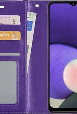 Nomfy Hoesje Geschikt voor Samsung A22 5G Hoes Bookcase Flipcase Book Cover - Hoes Geschikt voor Samsung Galaxy A22 5G Hoesje Book Case - Paars