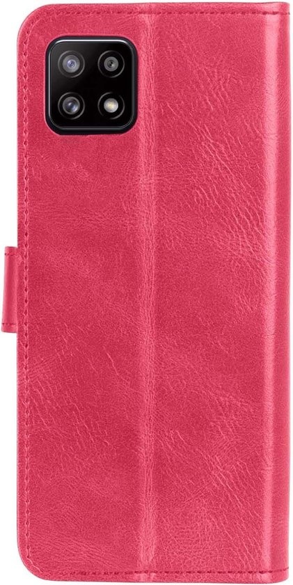 Nomfy Hoesje Geschikt voor Samsung A22 5G Hoes Bookcase Flipcase Book Cover - Hoes Geschikt voor Samsung Galaxy A22 5G Hoesje Book Case - Donkerroze