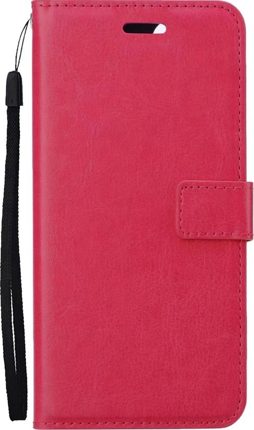 Nomfy Hoesje Geschikt voor Samsung A22 5G Hoes Bookcase Flipcase Book Cover - Hoes Geschikt voor Samsung Galaxy A22 5G Hoesje Book Case - Donkerroze