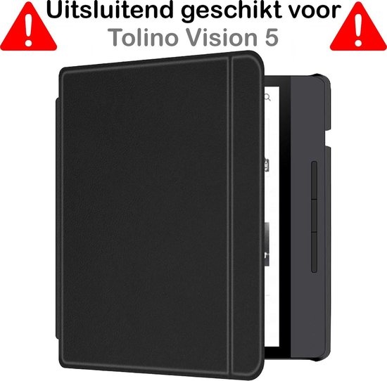 Nomfy Hoesje Geschikt voor Tolino Vision 5 Hoes Book Case - Hoes Geschikt voor Tolino Vision 5 Hoesje Book Cover - Zwart