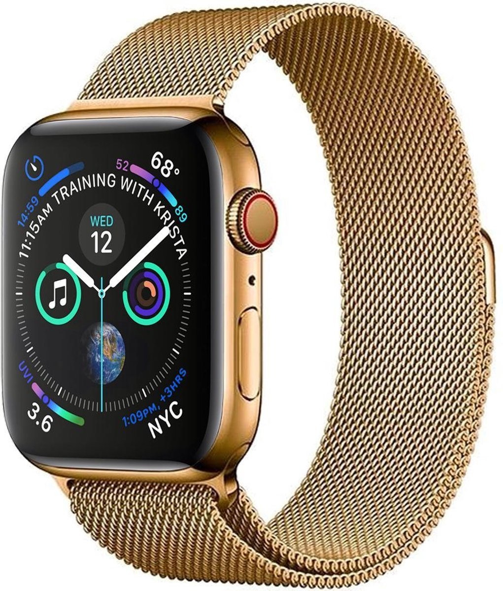 NoXx Horlogeband Milanees Geschikt voor Apple Watch 38/40/41 mm Bandje - Bandje Geschikt voor Apple Watch 38/40/41 mm Band Milanees - Goud