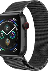 NoXx Horlogeband Milanees Geschikt voor Apple Watch 42/44/45 mm Bandje - Bandje Geschikt voor Apple Watch 42/44/45 mm Band Milanees - Zwart