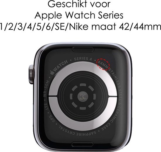 NoXx Horlogeband Milanees Geschikt voor Apple Watch 42/44/45 mm Bandje - Bandje Geschikt voor Apple Watch 42/44/45 mm Band Milanees - Zwart