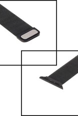 NoXx Horlogeband Milanees Geschikt voor Apple Watch 42/44/45 mm Bandje - Bandje Geschikt voor Apple Watch 42/44/45 mm Band Milanees - Zwart