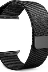 NoXx Horlogeband Milanees Geschikt voor Apple Watch 42/44/45 mm Bandje - Bandje Geschikt voor Apple Watch 42/44/45 mm Band Milanees - Zwart