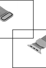 NoXx Horlogeband Milanees Geschikt voor Apple Watch 42/44/45 mm Bandje - Bandje Geschikt voor Apple Watch 42/44/45 mm Band Milanees - Zilver