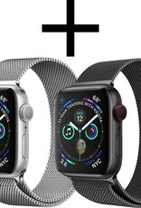 NoXx Horlogeband Milanees Geschikt voor Apple Watch 38/40/41 mm Bandje - Bandje Geschikt voor Apple Watch 38/40/41 mm Band Milanees - Zwart & Zilver