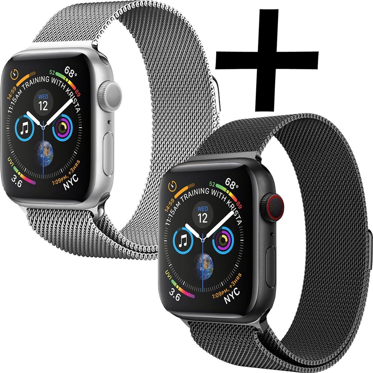 Nomfy Milanees Horlogebandje Geschikt voor 38/40/41 mm Band Milanees - Bandje Geschikt voor 38/40/41 mm Bandje Milanees - Zwart & Zilver