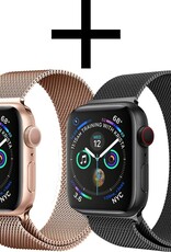 NoXx Horlogeband Milanees Geschikt voor Apple Watch 42/44/45 mm Bandje - Bandje Geschikt voor Apple Watch 42/44/45 mm Band Milanees - Zwart & Rose Goud