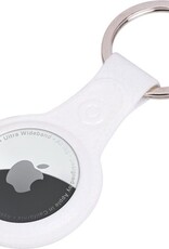 NoXx Hoesje Geschikt voor Apple AirTag Sleutelhanger Houder Leder Look Hoes - Sleutel Hanger Case Hoesje Geschikt voor Apple AirTag Hoesje - Wit