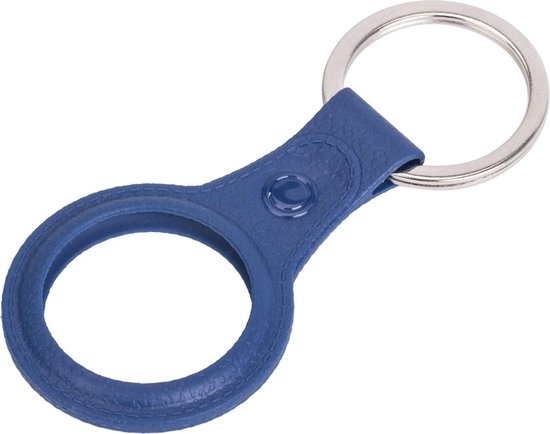 NoXx Hoesje Geschikt voor Apple AirTag Sleutelhanger Houder Leder Look Hoes - Sleutel Hanger Case Hoesje Geschikt voor Apple AirTag Hoesje - Donkerblauw