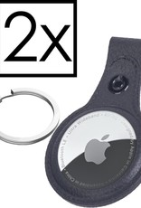 NoXx Airtag Sleutelhanger Houder Leder Look Hoes Sleutel Hanger Case Airtag Zwart - 2x