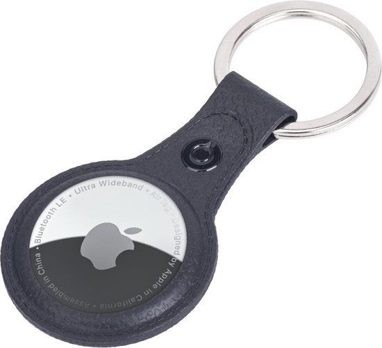 NoXx Airtag Sleutelhanger Houder Leder Look Hoes Sleutel Hanger Case Airtag Zwart - 2x
