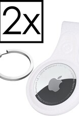 NoXx Airtag Sleutelhanger Houder Leder Look Hoes Sleutel Hanger Case Airtag Wit - 2x