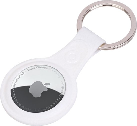 NoXx Airtag Sleutelhanger Houder Leder Look Hoes Sleutel Hanger Case Airtag Wit - 2x