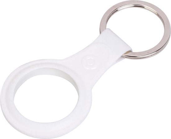 NoXx Airtag Sleutelhanger Houder Leder Look Hoes Sleutel Hanger Case Airtag Wit - 2x