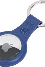 NoXx Airtag Sleutelhanger Houder Leder Look Hoes Sleutel Hanger Case Airtag Donker Blauw - 2x