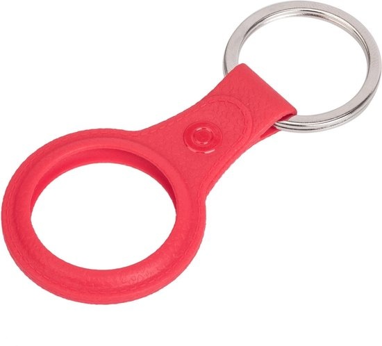 NoXx Airtag Sleutelhanger Houder Leder Look Hoes Sleutel Hanger Case Airtag Rood - 2x